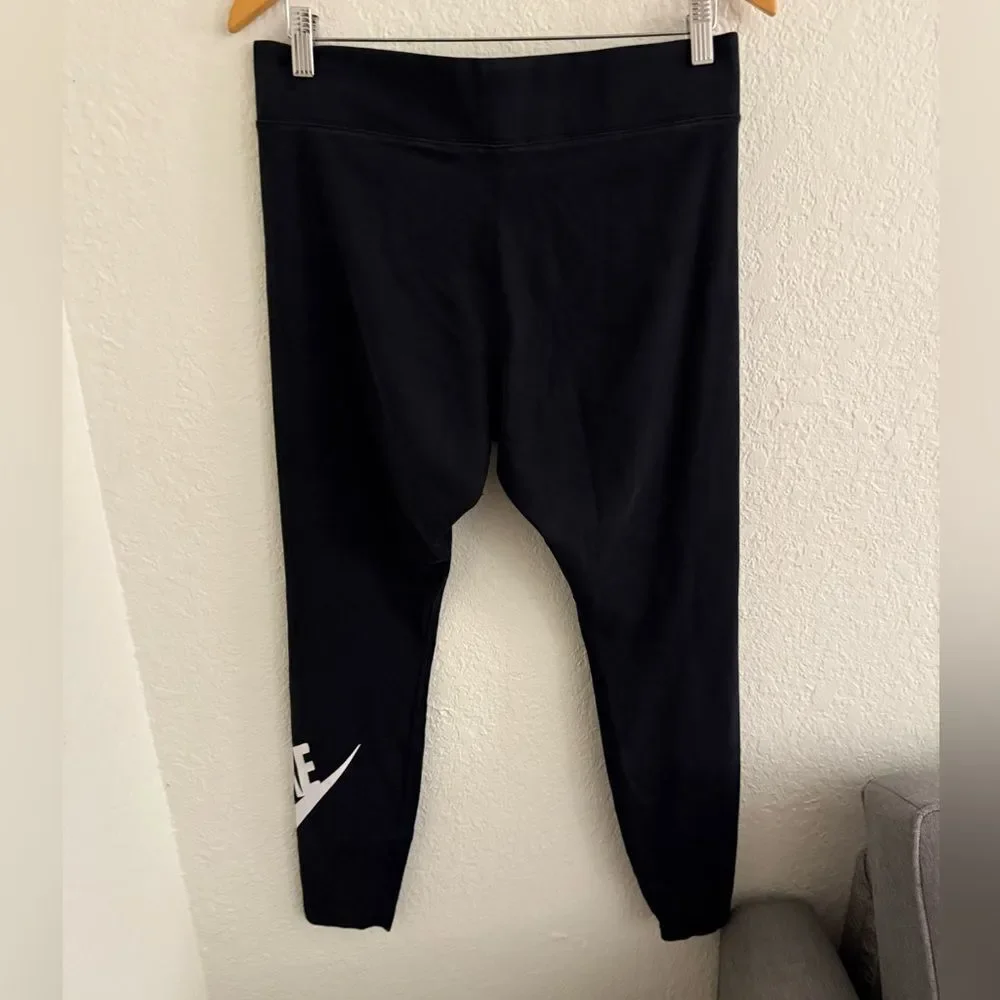 Nike Women's Black Leggings with White Logo